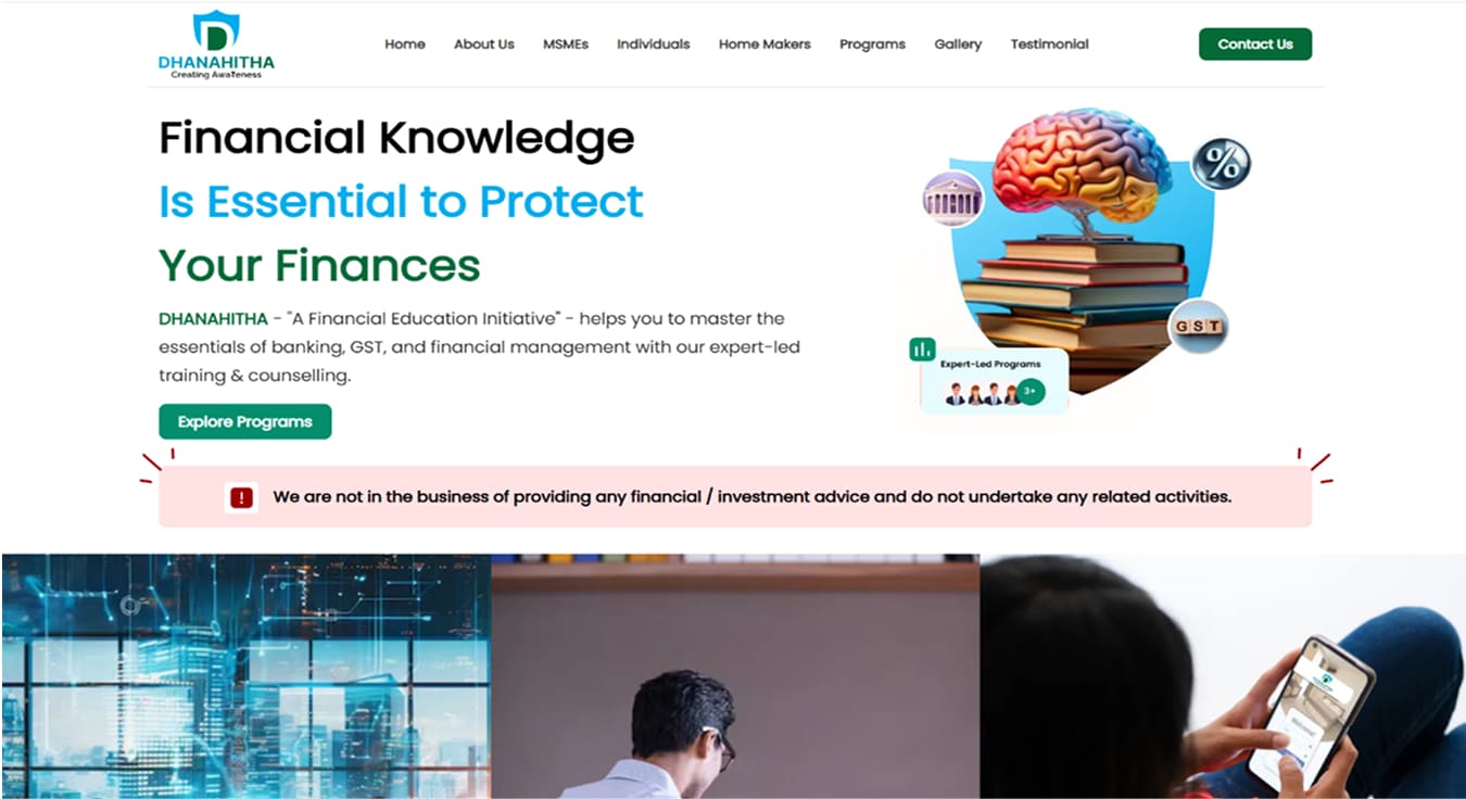 Dhanahitha – A Financial Awareness & Guidance Platform